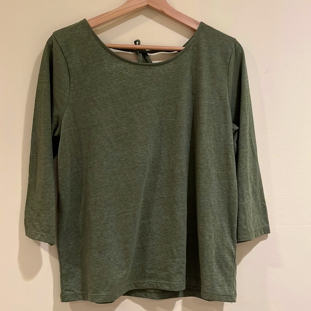 J Crew Top in Green with Tie Back size M MWT